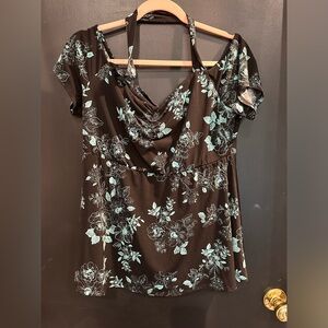 Torrid Floral off the shoulder halter style babydoll top
